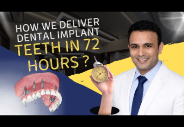 Dr. Swapnil Pande explaining the Implant in 72 Hours procedure, featuring advanced dental implants, a full-arch prosthetic model, and modern digital dentistry technology for fast smile restoration in Mumbai.